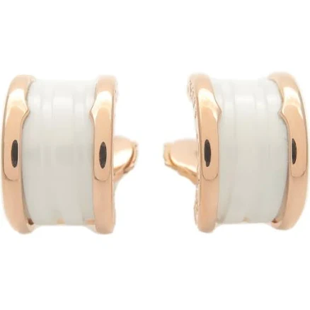 Bvlgari Women's B.zero1 18K Rose Gold & White Ceramic Hoop Earrings