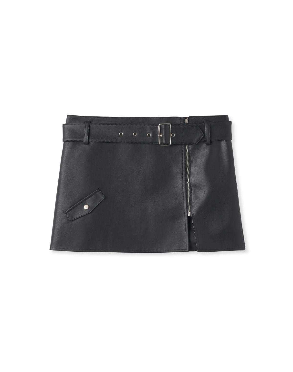 BIKER LEATHER SKIRT (BLACK)