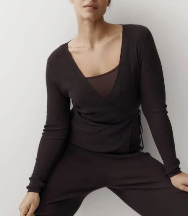 H&M Ladies Rib-Knit Wrap Cardigan