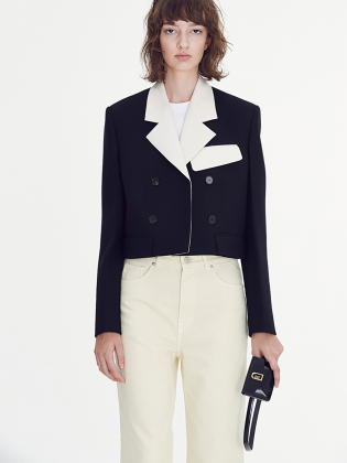 Contrast Collar Short Jacket