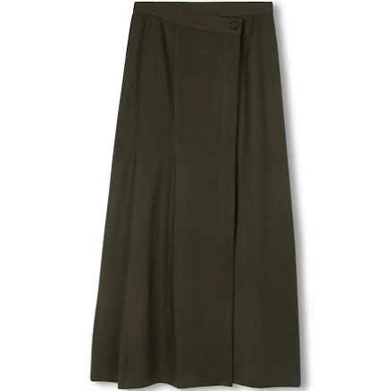 Wool Wrap Skirt with Side Pleated