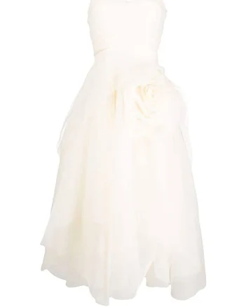 Ana Radu floral-appliqué organza midi Dress