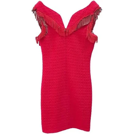 CHANEL Tweed Fringe Mini Dress