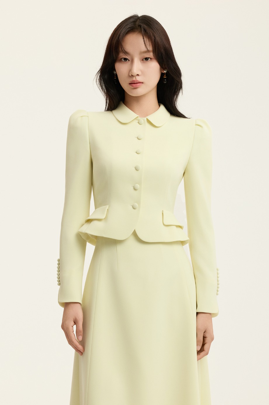 Crepe Round Collar Flare Jacket