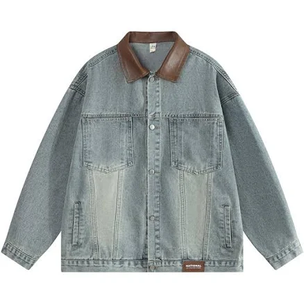 Kpop Jake Faux Leather Denim Jacket