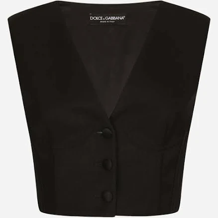 Dolce & Gabbana Cropped Cady Waistcoat With Corset Details Woman