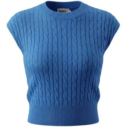 index Cable Knit Ribbed Trim Sweater Vest