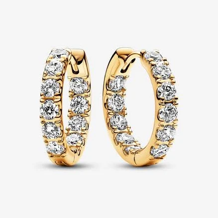 Pandora Shine Sparkling Row Eternity Hoop Earrings in 14k Gold-Plated