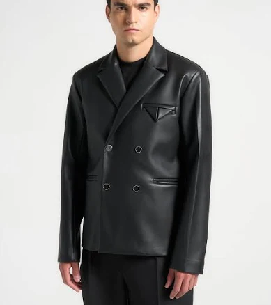 Men's Manière De Voir Didier Double Breasted Leather Suit Jacket