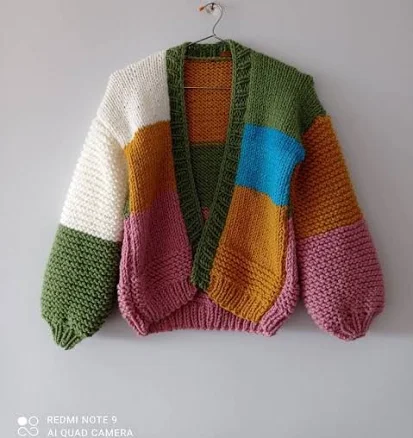 Handmade Oversize Patch Knit Cardigan