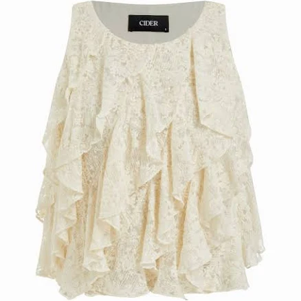 Lace Lace Scoop Neckline Ruffled Sleeveless Top