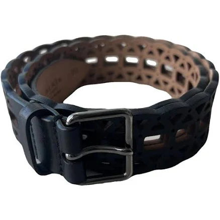 Alaïa Black Laser-Cut Leather Belt Size 70 cm