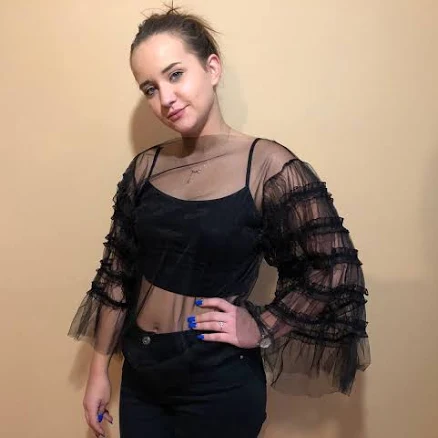 Tulle Sheer Pleated Sleeve Bodysuit