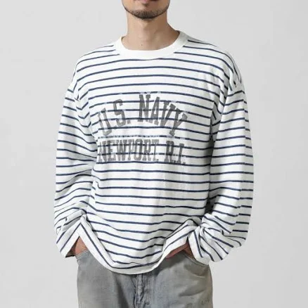 REMI RELIEF INDIGO Striped Long T-shirt