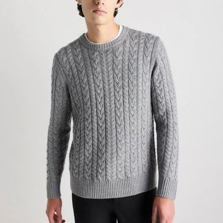 Quince Men's Australian Merino Wool Cable Crewneck Sweater