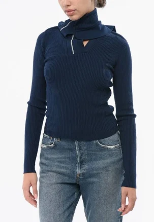 Y.Project Asymmetric Ribbed Knit with Collar
