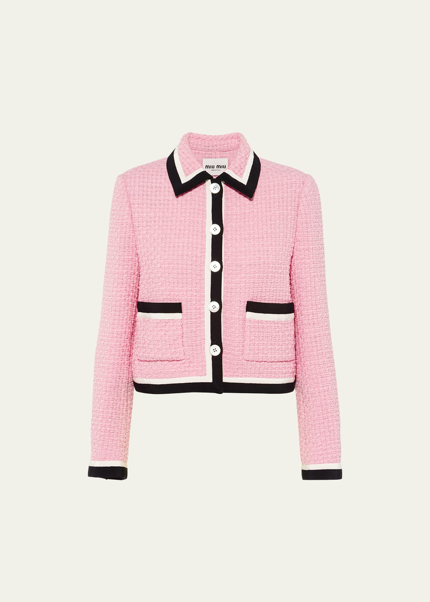 Tweed Contrast-Trim Crop Jacket