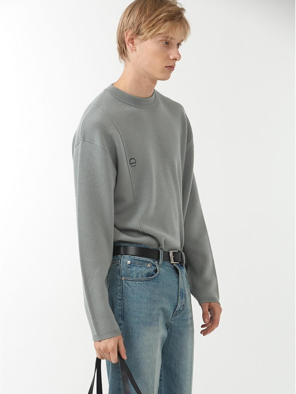 Unisex Essential Logo Crease Knit Dusty Green