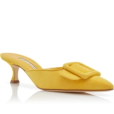 Manolo Blahnik Maysale Buckle Suede Mules