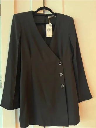 MANGO Women's Wrap Front Long Sleeve Minidress