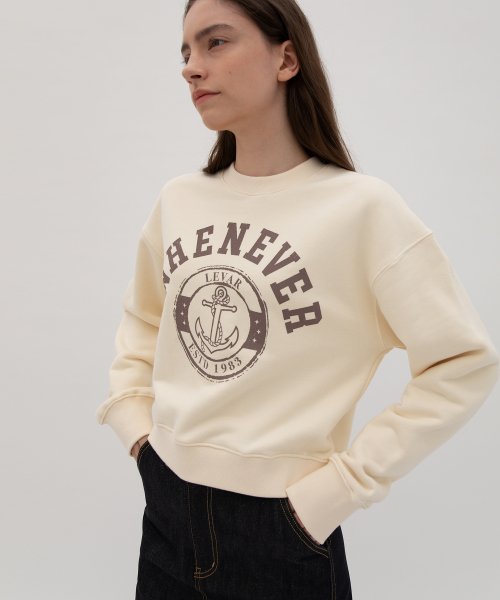 Whenever-Print Sweatshirt - Cream