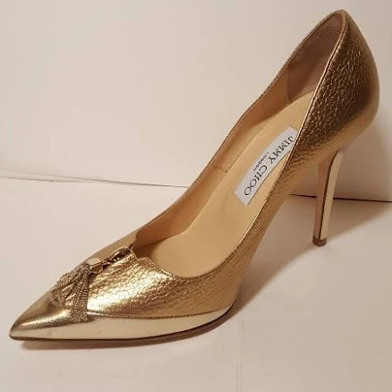 Jimmy Choo Love Metallic Croc Embossed Pointed Toe Pump