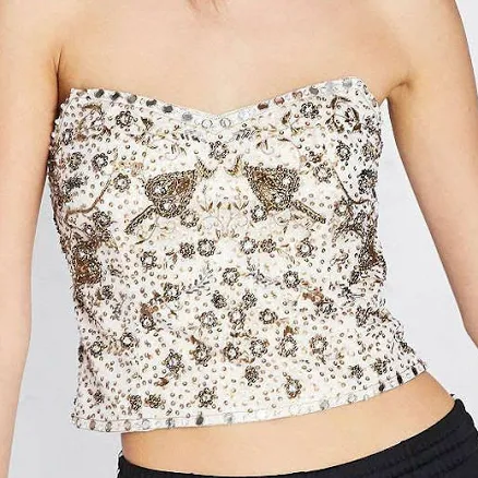 Urban Outfitters Goldyrella Embellished Bustier Top Size Large Msrp: