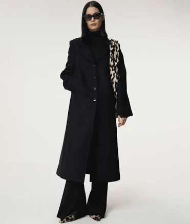 Slim Fit Long Coat (Black) - English