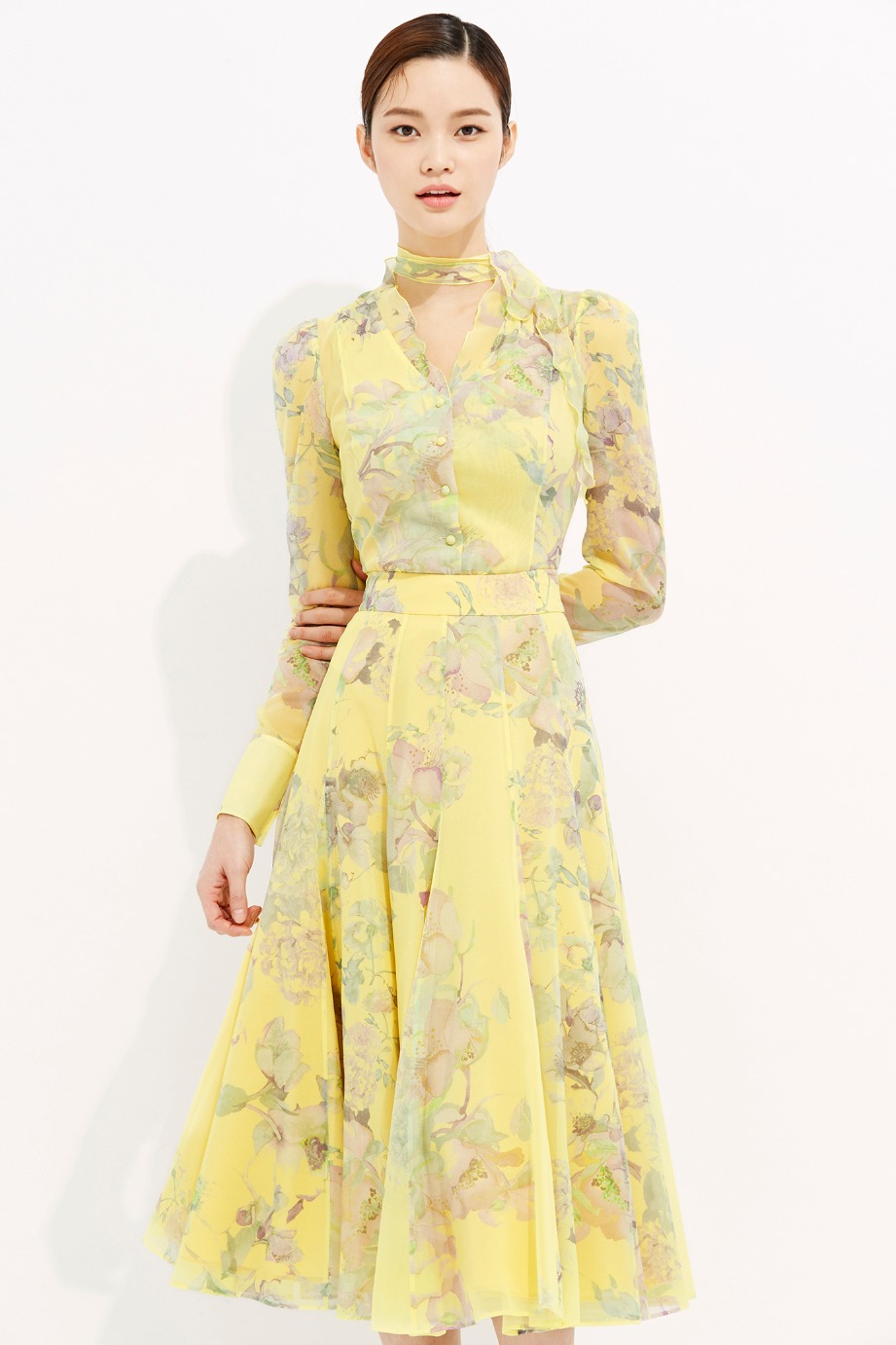 Flower Silk Chiffon Ribbon Blouse