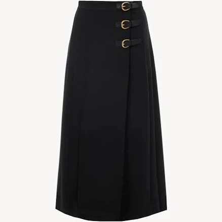Chloé Pleated Wool Midi Skirt