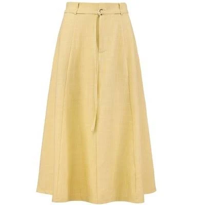 Inspire Chic Women's A-Line Skirt Elastic High Waist Maxi Skirt with Pockets