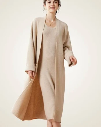 Alix - Open-Front Cashmere Coat | The Cashmere Studio, Beige / One size