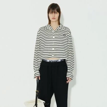 NOHANT STRIPE Cropped Terry Shirt