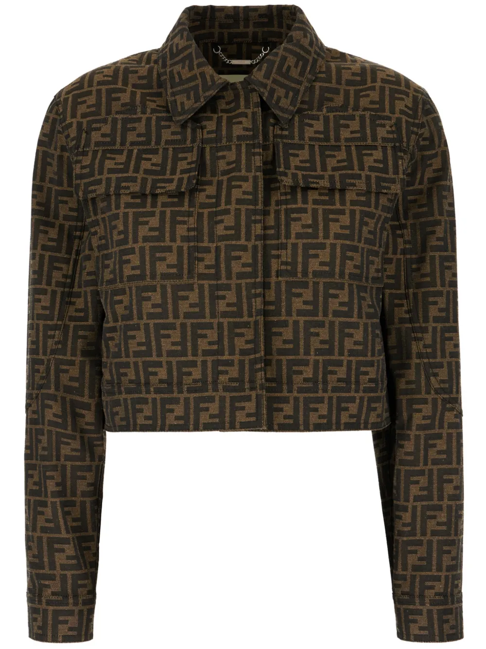 Cropped Camouflage-trimmed Jacket