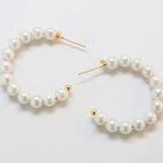 Vintage Pearl Half-Hoop Earrings