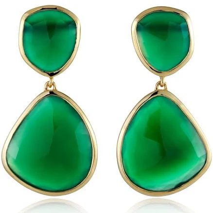 Monica Vinader Siren Green Onyx Cocktail Earrings in Gold Vermeil on Silver