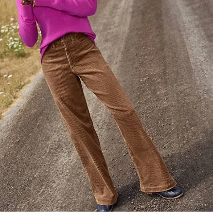 Lands' End Women's High Rise Wide Leg Corduroy Pants
