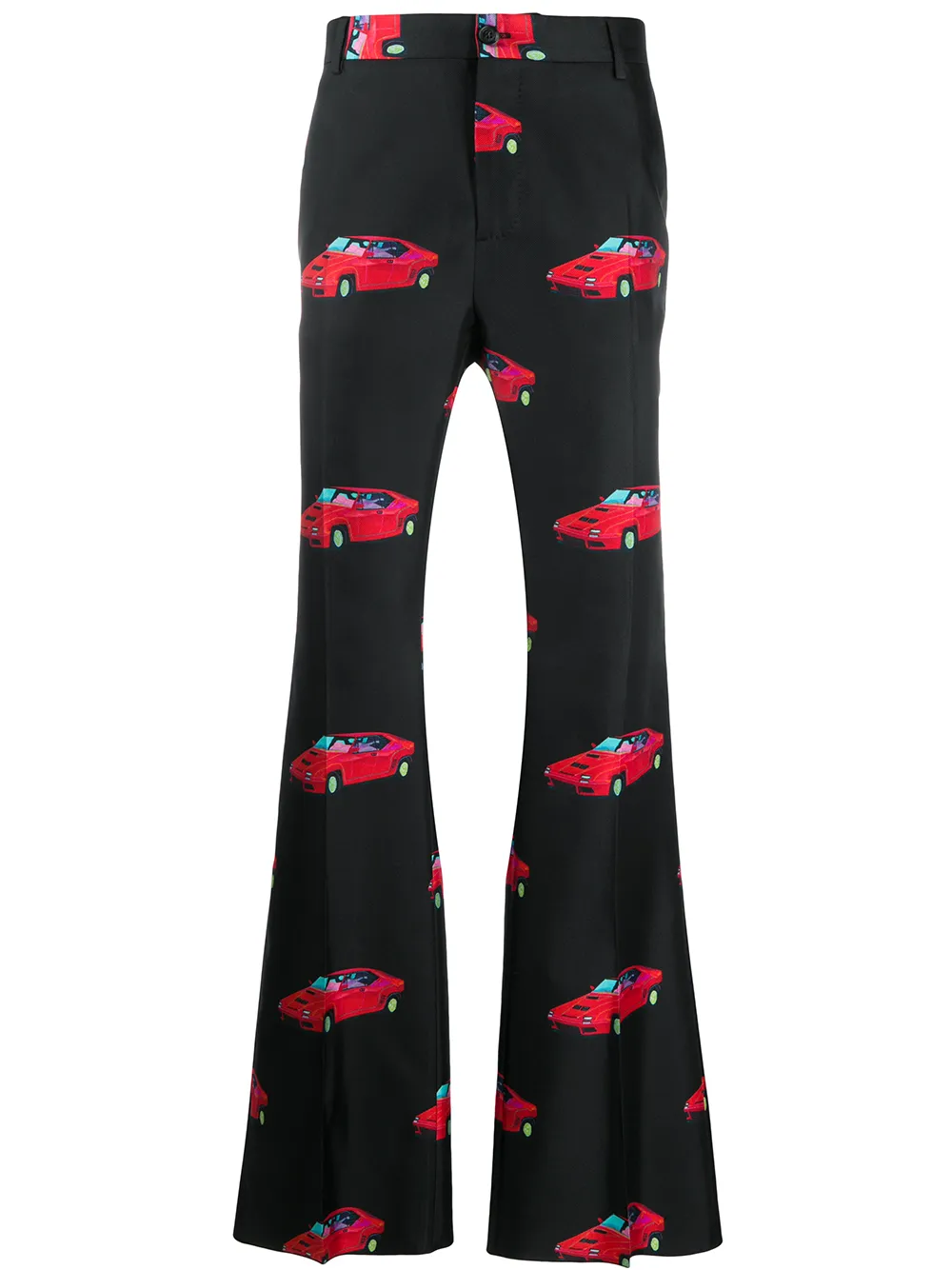 Race Car print flared trousers