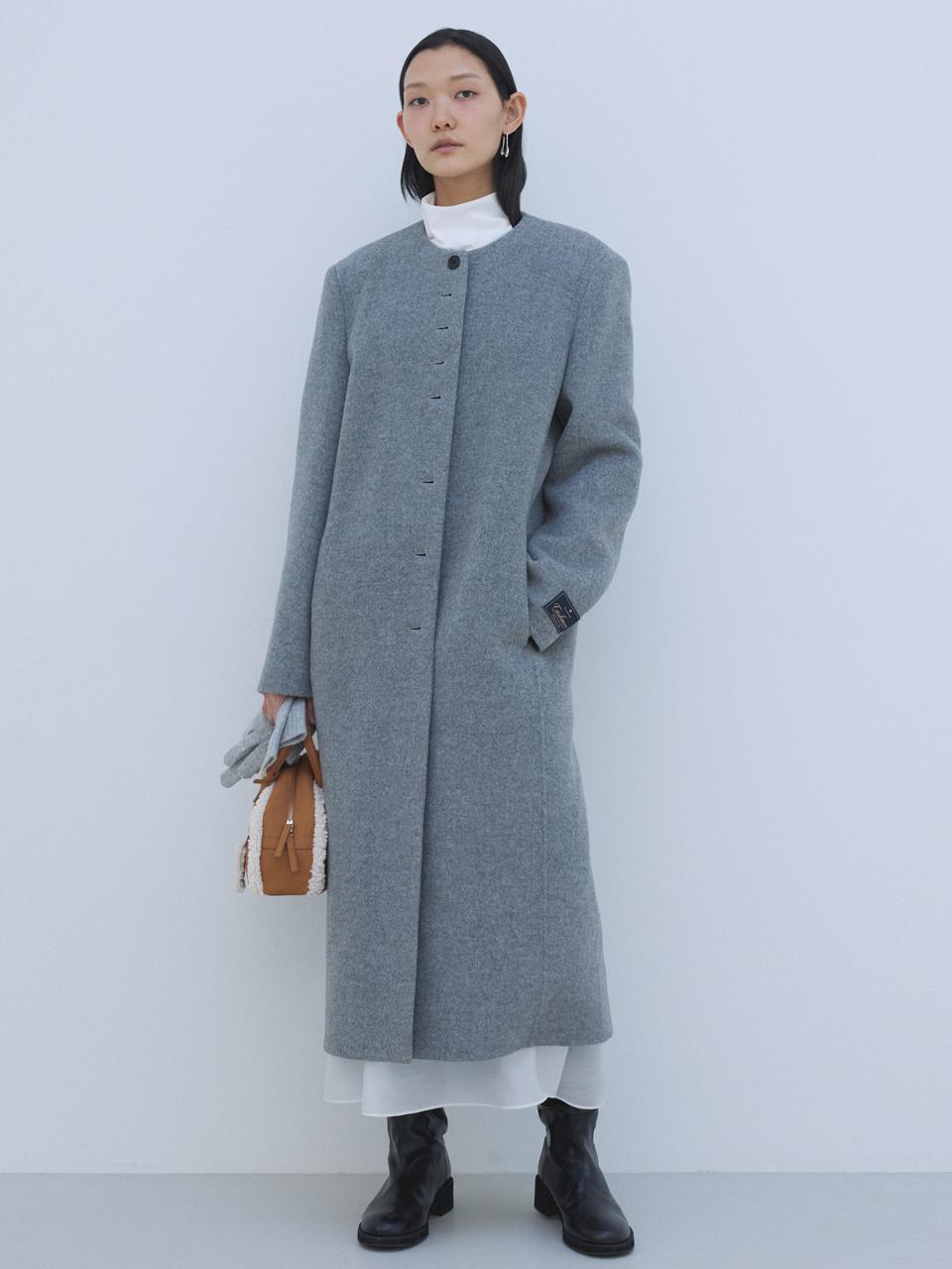 No Collar Long Coats [Grey]