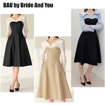 [BAU by Bride And You] Shirt layered long-sleeve midi dress