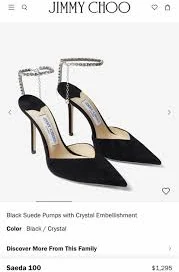 Jimmy Choo Saeda 100 Black Suede Pumps with Crystal Embellishment Sz 40