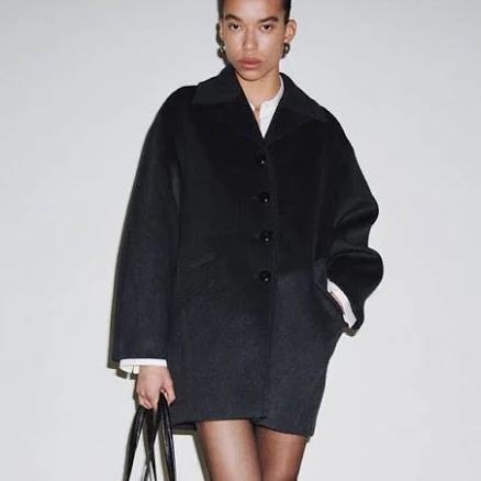 MANGO Women's Wool-Blend Button Coat