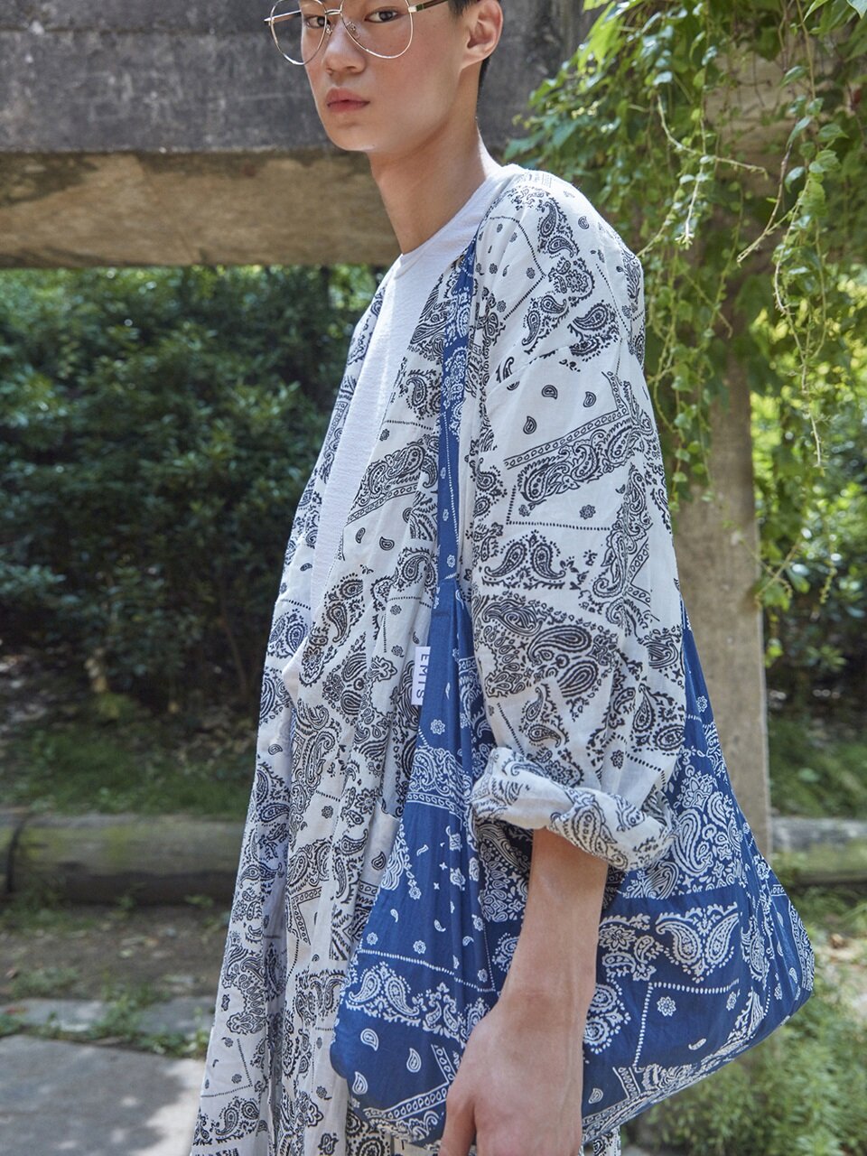 Navy Paisley Eco Bag
