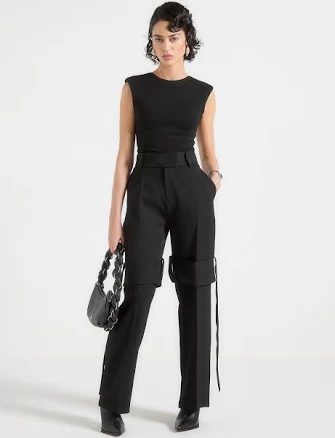Manière De Voir Women's Tailored Belted Strap Pants