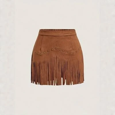 Vintage Faux Suede A-Line Skirt