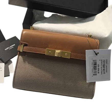 Saint Laurent Women's Manhattan Mini Crossbody Bag in Canvas and Leather