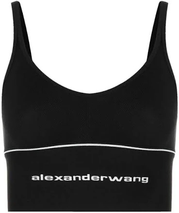 Logo Elastic Bra In Ribbed Jersey In Black