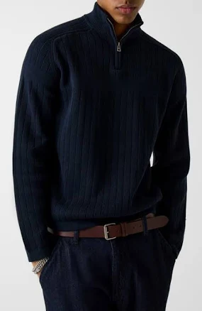GUESS JEANS Cotton Rib Half-Zip Sweater