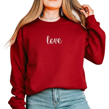 Embroidered Love Cursive Graphic Sweatshirt