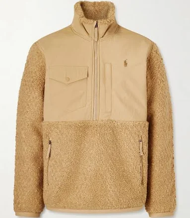 Polo Ralph Lauren Logo-Embroidered Shell-Panelled Fleece Half-Zip Sweatshirt - Men - Beige Sweats - S